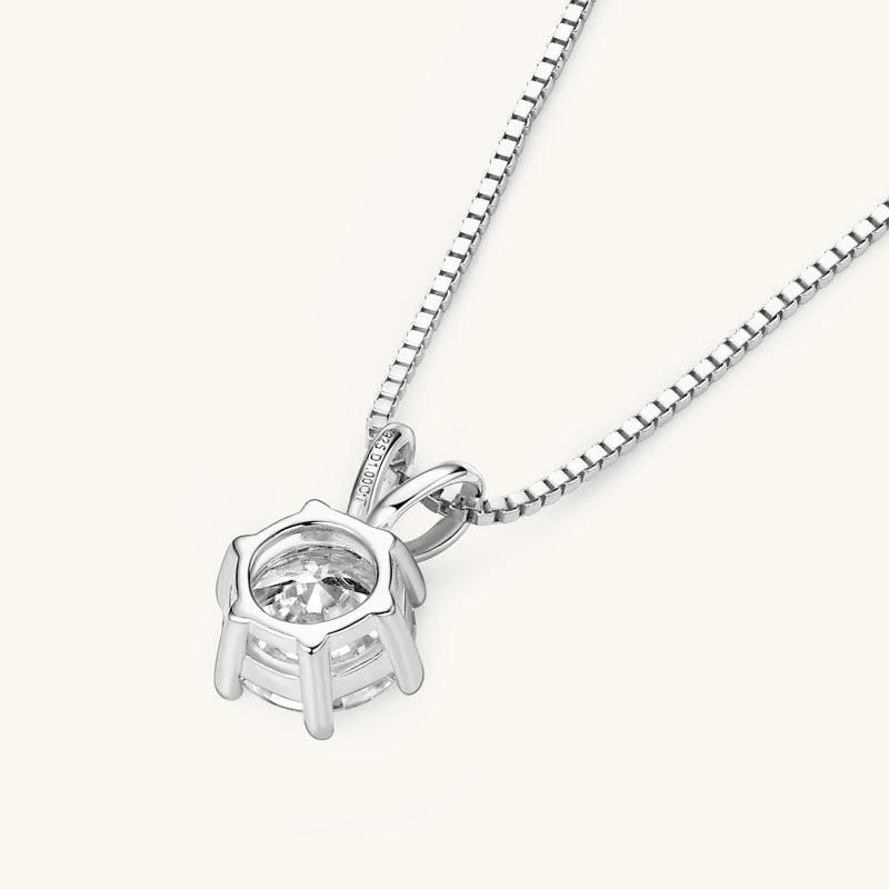 Classic 6 - Prong Round Moissanite Solitaire Necklace - Novelle Vow