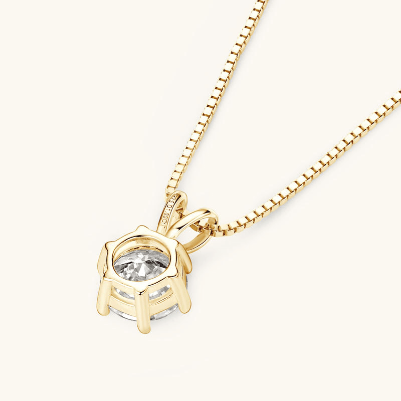 Classic 6 - Prong Round Moissanite Solitaire Necklace - Novelle Vow
