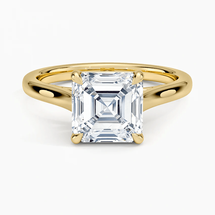 Classic Asscher Cut Solitaire Moissanite Engagement Ring - Novelle Vow
