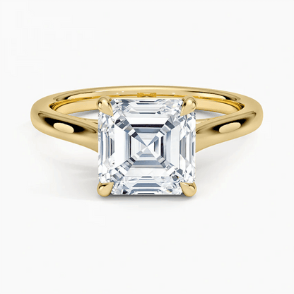 Classic Asscher Cut Solitaire Moissanite Engagement Ring - Novelle Vow