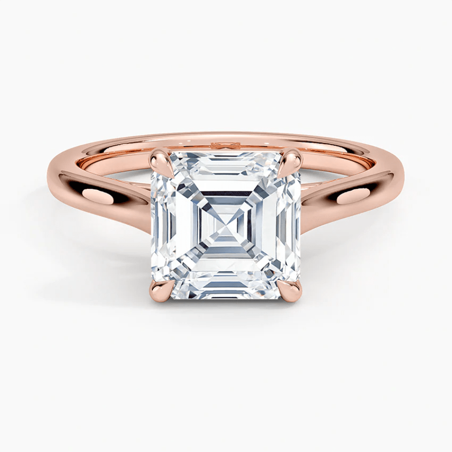 Classic Asscher Cut Solitaire Moissanite Engagement Ring - Novelle Vow