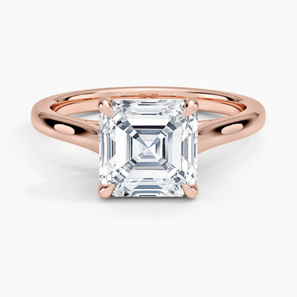 Classic Asscher Cut Solitaire Moissanite Engagement Ring - Novelle Vow