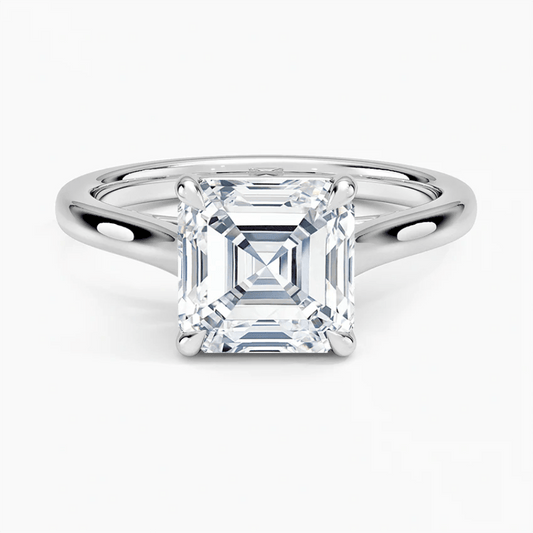 Classic Asscher Cut Solitaire Moissanite Engagement Ring - Novelle Vow