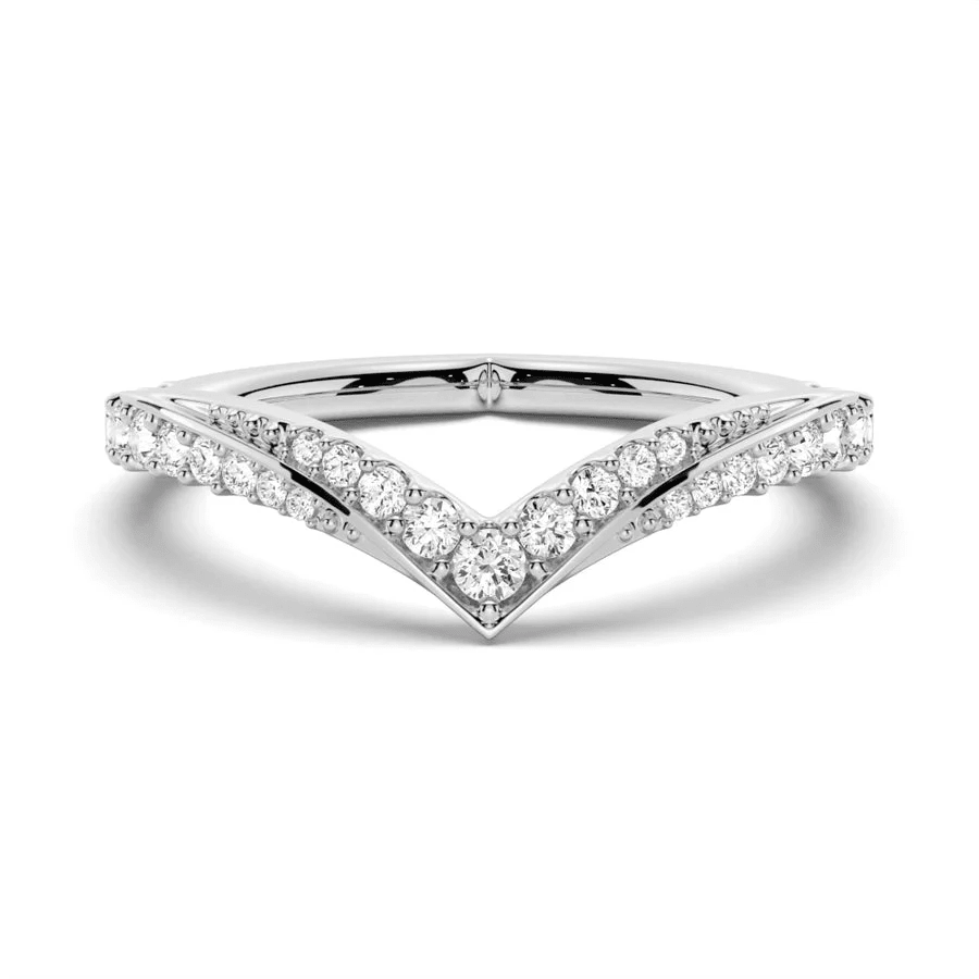 Classic Curved V - Shape Moissanite Wedding Band - Novelle Vow