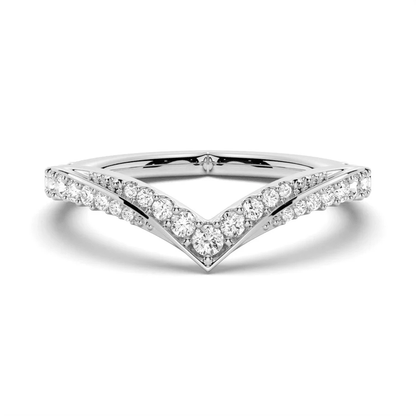 Classic Curved V - Shape Moissanite Wedding Band - Novelle Vow