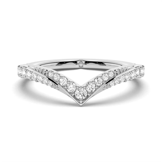 Classic Curved V - Shape Moissanite Wedding Band - Novelle Vow