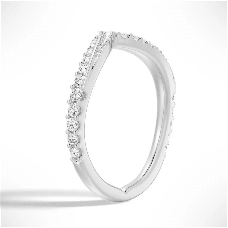 Classic Curved V - Shape Moissanite Wedding Band - Novelle Vow