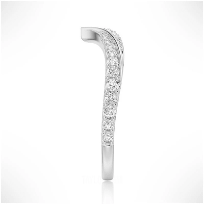 Classic Curved V - Shape Moissanite Wedding Band - Novelle Vow