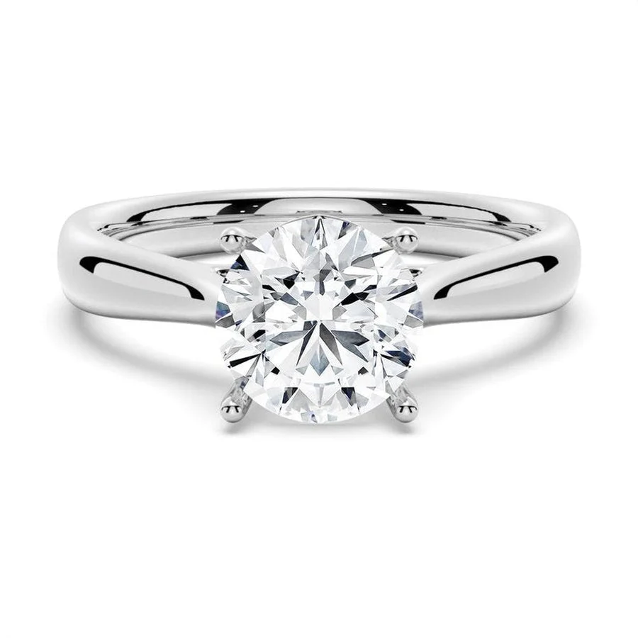 NOVELLE VOW white gold classic four prong round moissanite solitaire engagement ring front view