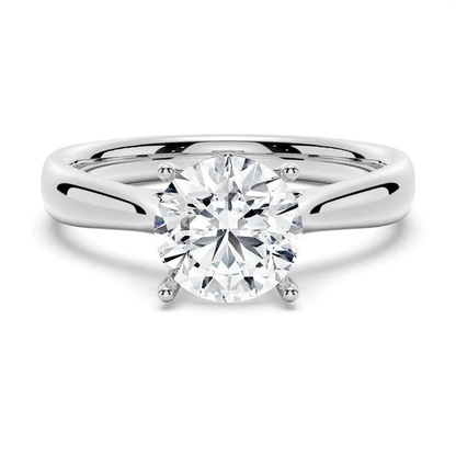NOVELLE VOW white gold classic four prong round moissanite solitaire engagement ring front view