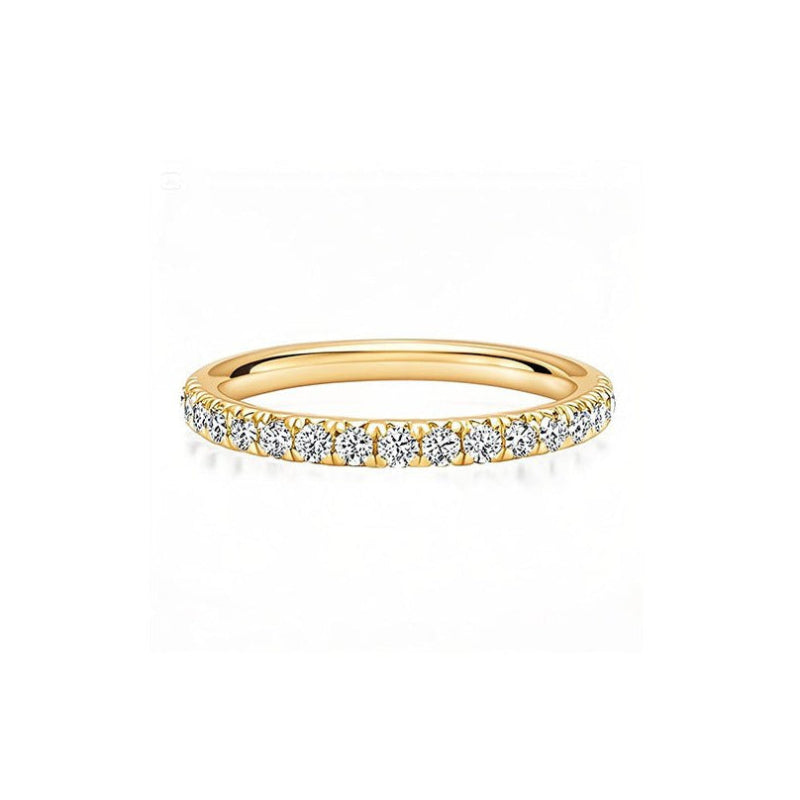 Classic French Pave Moissanite Wedding Band 2mm in Yellow Gold - Novelle Vow
