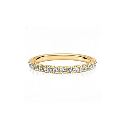 Classic French Pave Moissanite Wedding Band 2mm in Yellow Gold - Novelle Vow