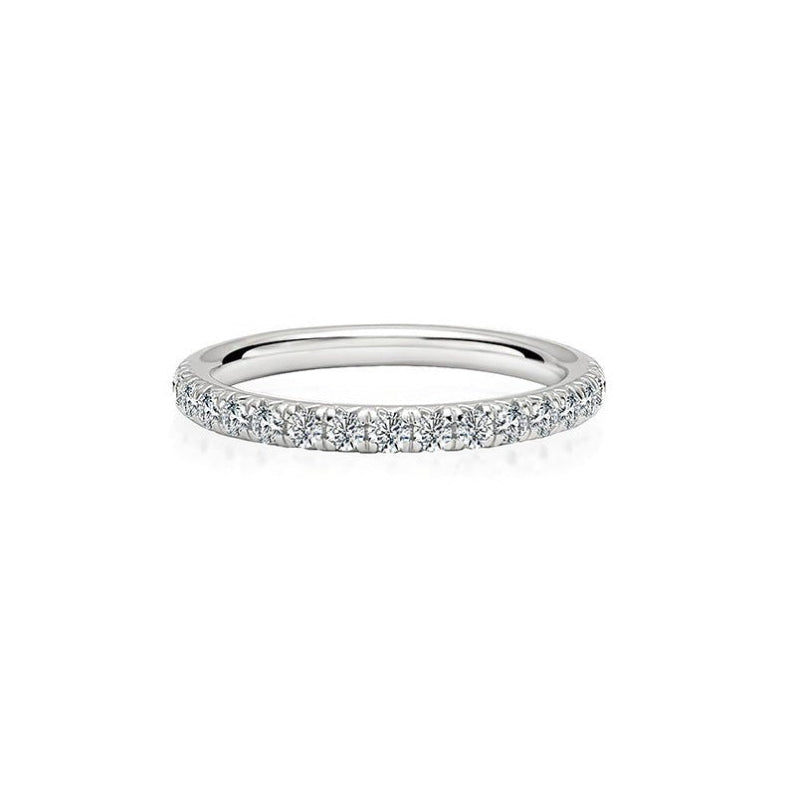 Classic French Pave Moissanite Wedding Band 2mm in White Gold - Novelle Vow