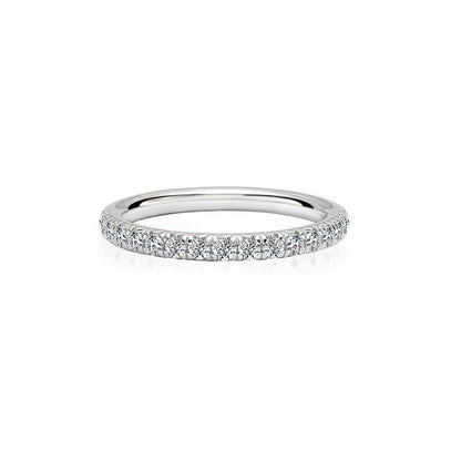 Classic French Pave Moissanite Wedding Band 2mm in White Gold - Novelle Vow