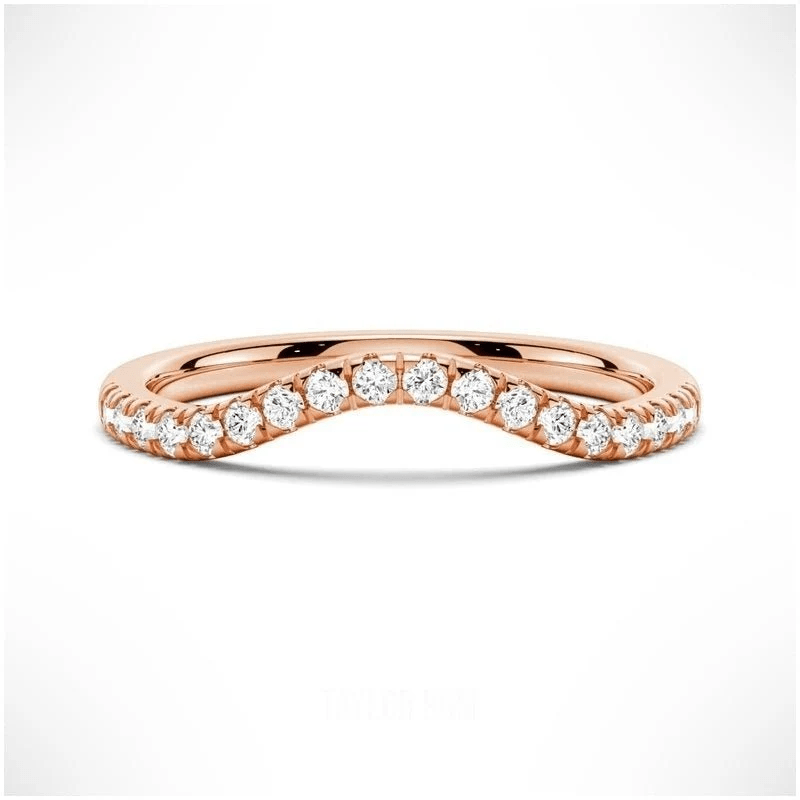 Classic French Style Curved Moissanite Wedding Band - Novelle Vow