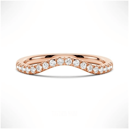 Classic French Style Curved Moissanite Wedding Band - Novelle Vow