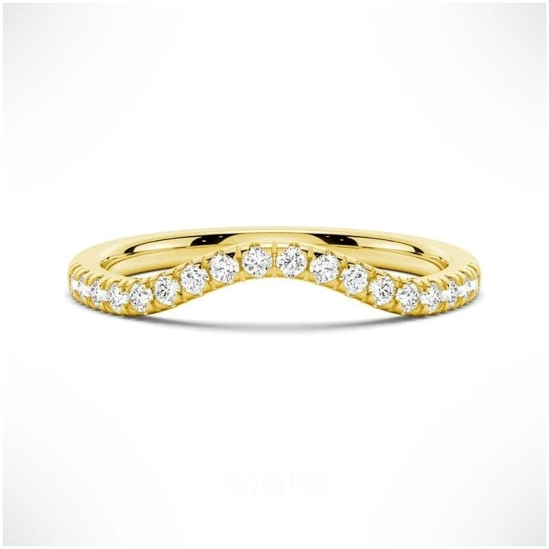 Classic French Style Curved Moissanite Wedding Band - Novelle Vow