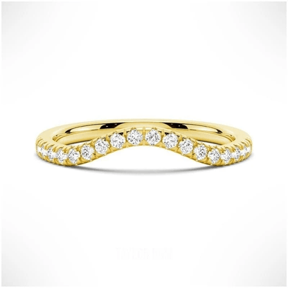 Classic French Style Curved Moissanite Wedding Band - Novelle Vow