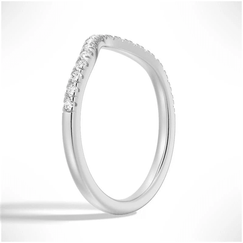 Classic French Style Curved Moissanite Wedding Band - Novelle Vow