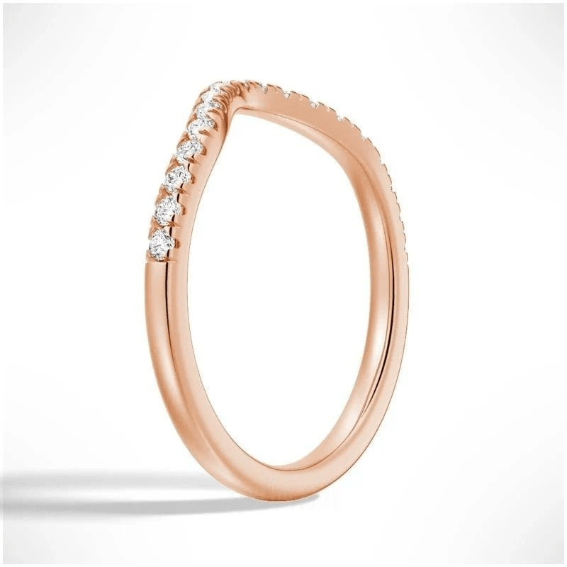 Classic French Style Curved Moissanite Wedding Band - Novelle Vow