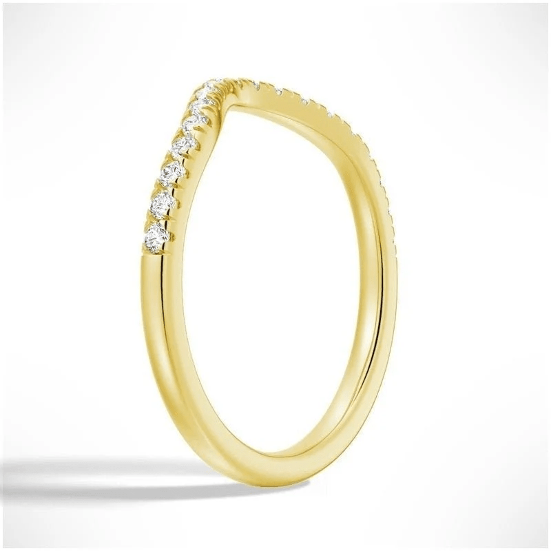 Classic French Style Curved Moissanite Wedding Band - Novelle Vow