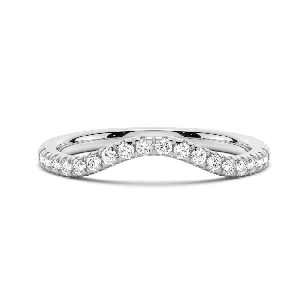 Classic French Style Curved Moissanite Wedding Band - Novelle Vow