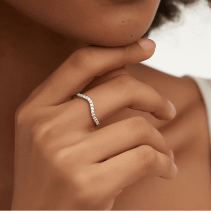 Classic French Style Curved Moissanite Wedding Band - Novelle Vow