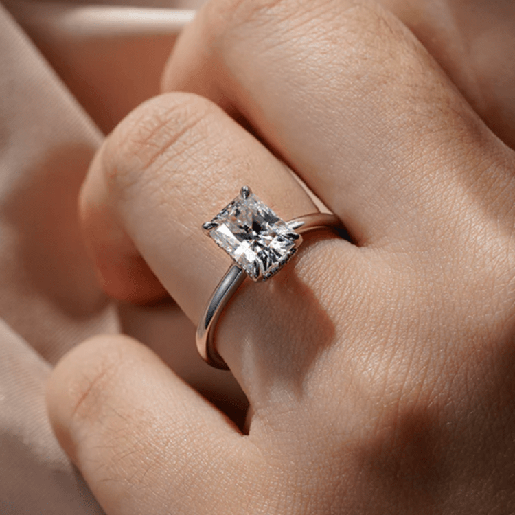 Classic Radiant Cut Solitaire Moissanite Engagement Ring - Novelle Vow