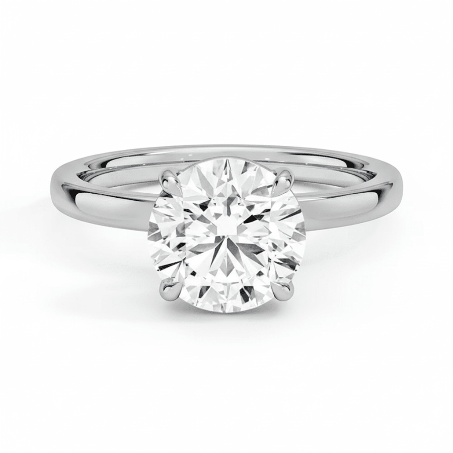 Classic Round Cut Moissanite Solitaire Ring – Timeless Elegance - Novelle Vow
