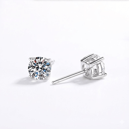 Classic Round Moissanite 4 - Prong Stud Earrings - Novelle Vow