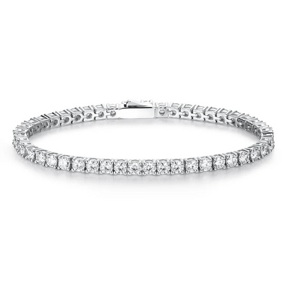 Classic Round Cut Moissanite Tennis Bracelet with Box Clasp in White Gold - Novelle Vow