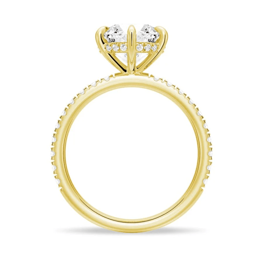 Classic Six Prong Round Moissanite Engagement Ring with Pavé Band - Novelle Vow