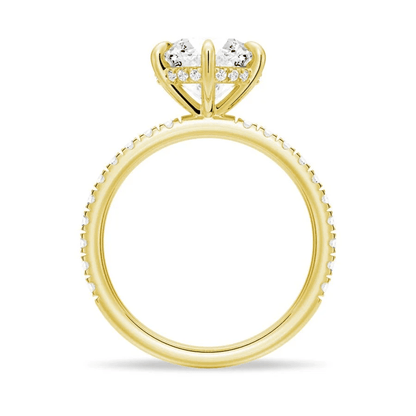 Classic Six Prong Round Moissanite Engagement Ring with Pavé Band - Novelle Vow