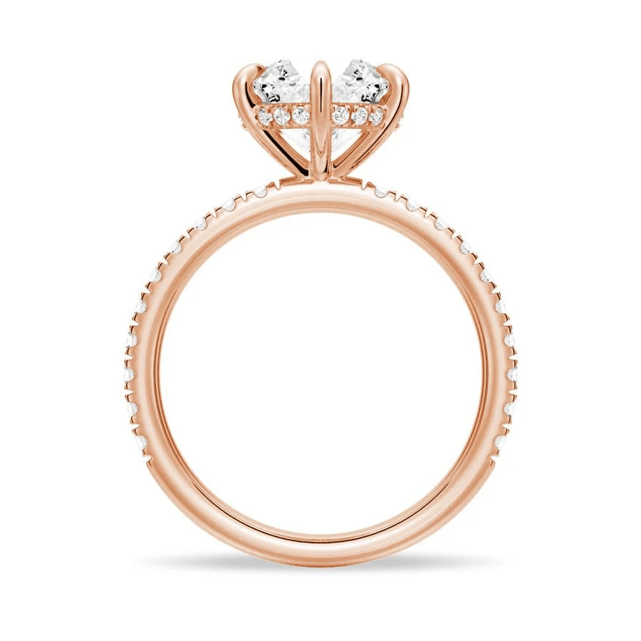 Classic Six Prong Round Moissanite Engagement Ring with Pavé Band - Novelle Vow