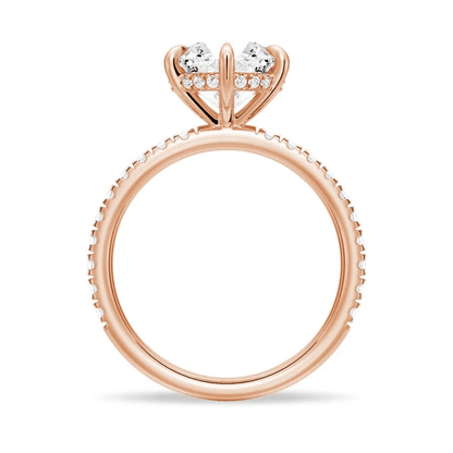 Classic Six Prong Round Moissanite Engagement Ring with Pavé Band - Novelle Vow