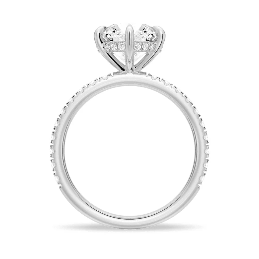 Classic Six Prong Round Moissanite Engagement Ring with Pavé Band - Novelle Vow