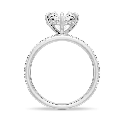 Classic Six Prong Round Moissanite Engagement Ring with Pavé Band - Novelle Vow