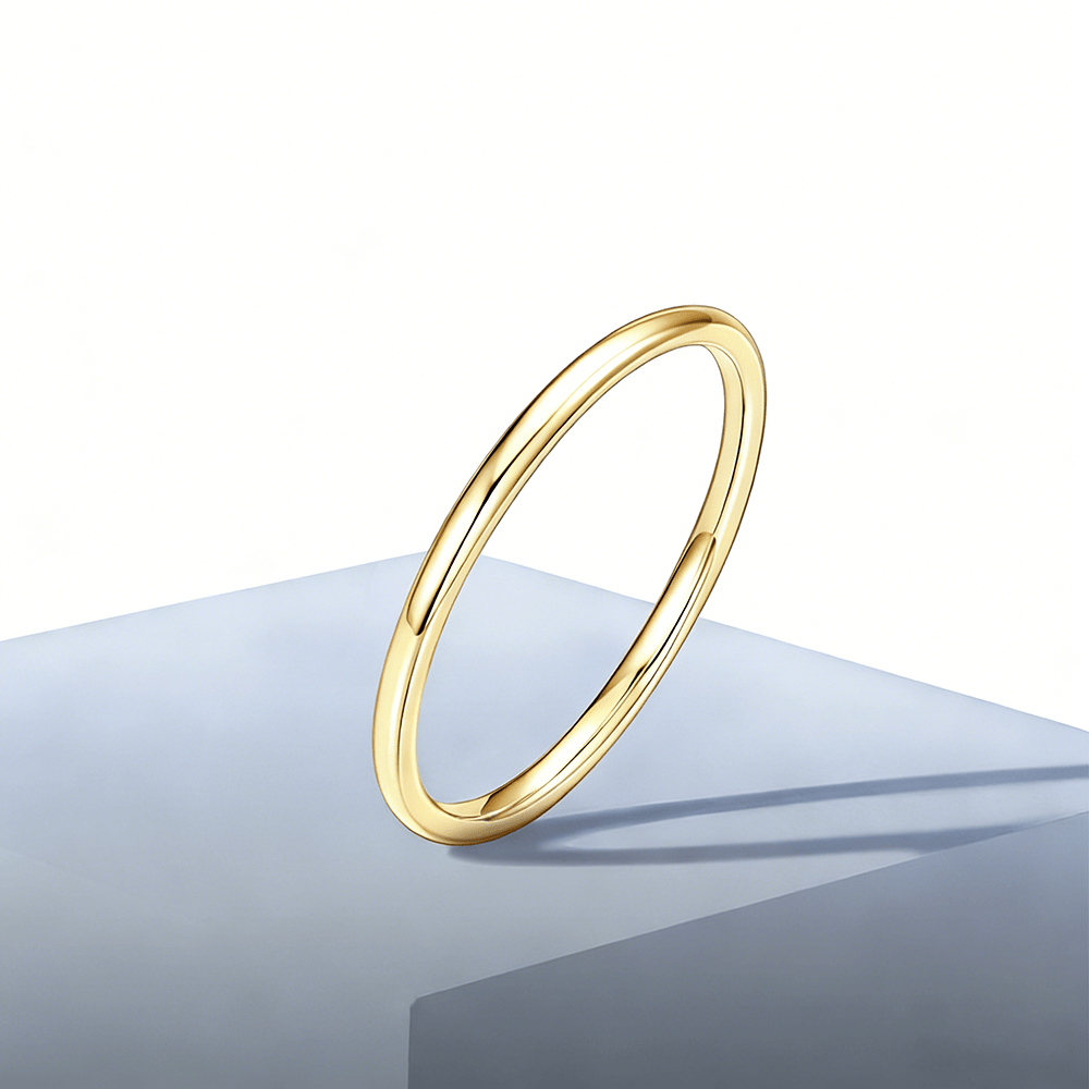 Classic Sterling Silver High - Polish Dome Wedding Band (1.2mm) - Novelle Vow