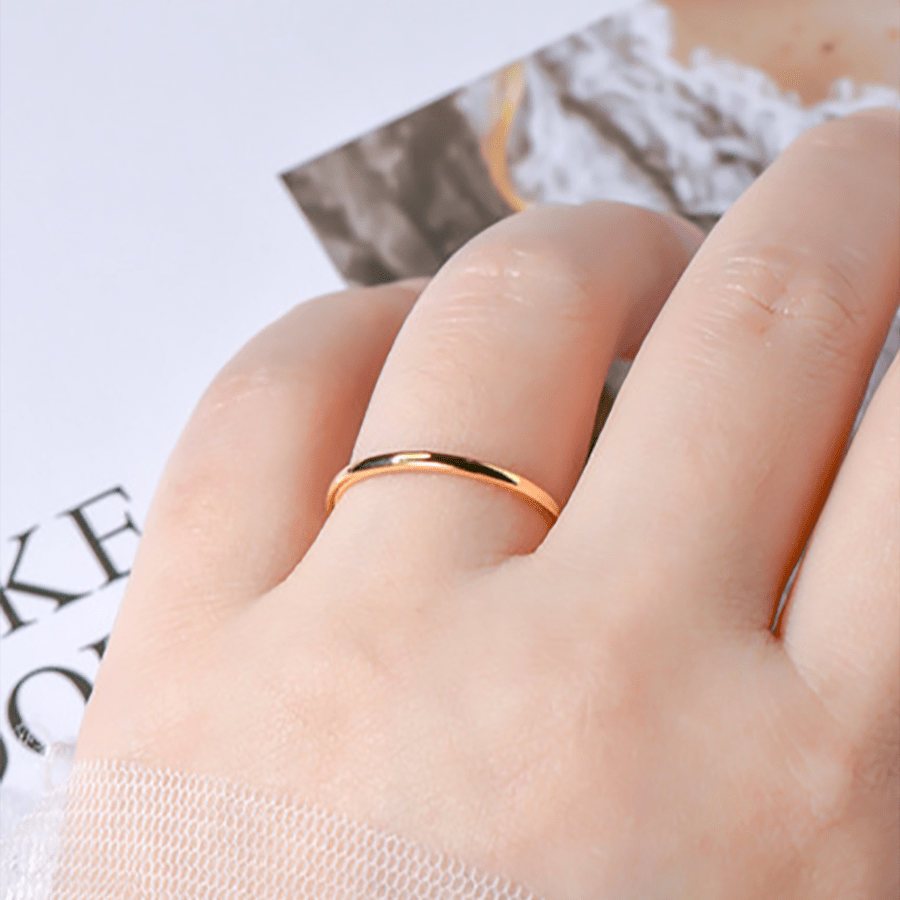 Classic Sterling Silver High - Polish Dome Wedding Band (1.2mm) - Novelle Vow