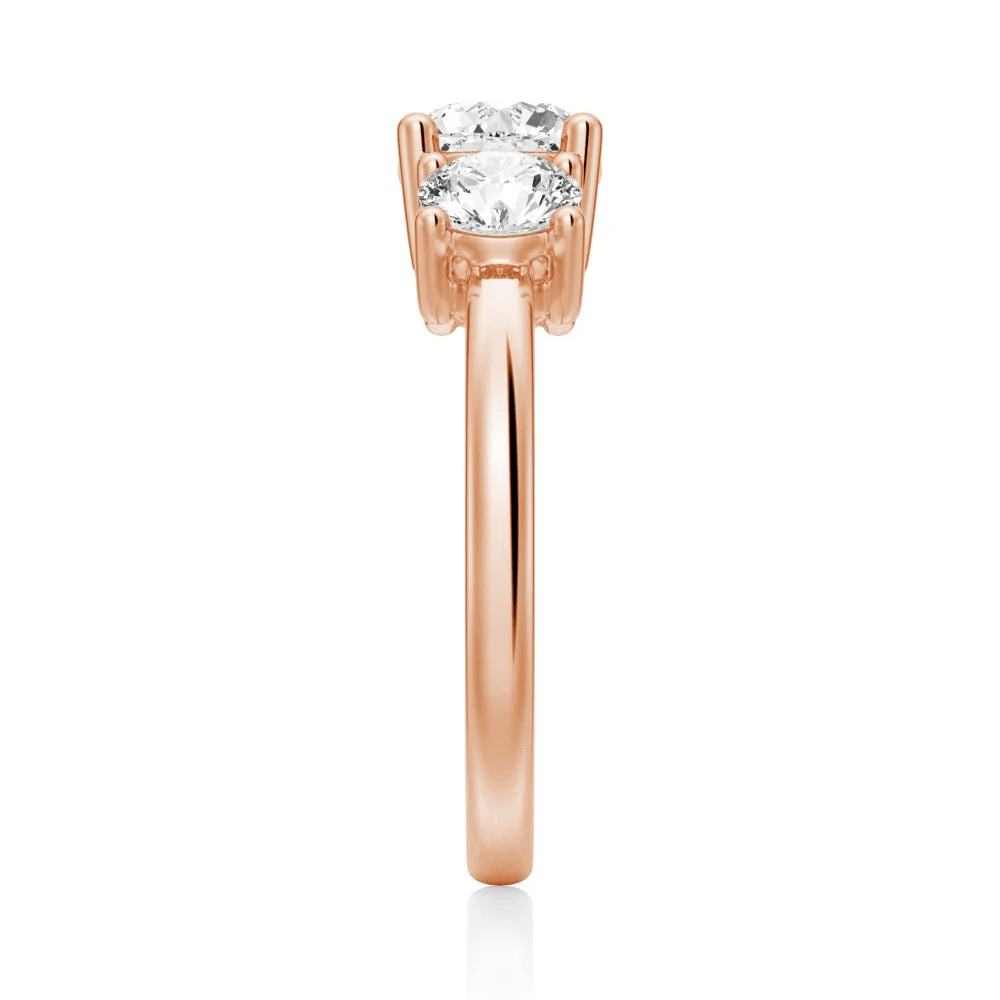 Classic Three Stone Moissanite Wedding Ring – Round Brilliant Cut - Novelle Vow