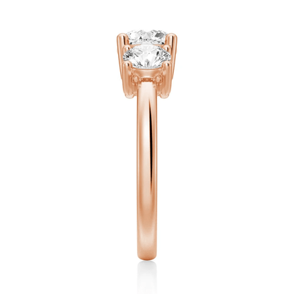 Classic Three Stone Moissanite Wedding Ring – Round Brilliant Cut - Novelle Vow