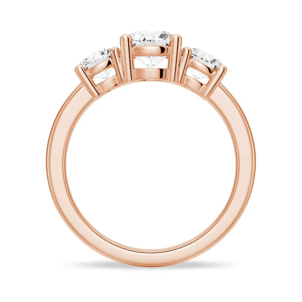 Classic Three Stone Moissanite Wedding Ring – Round Brilliant Cut - Novelle Vow