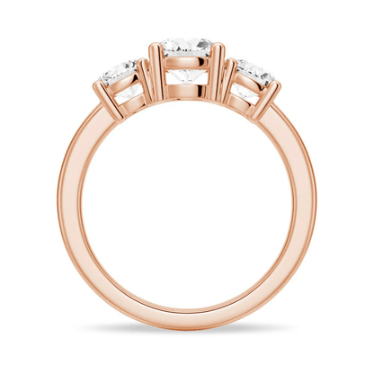Classic Three Stone Moissanite Wedding Ring – Round Brilliant Cut - Novelle Vow