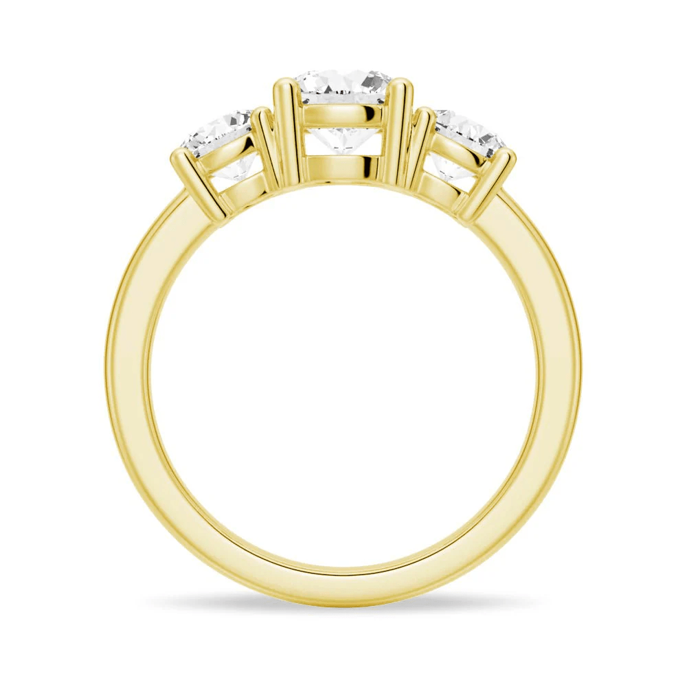 Classic Three Stone Moissanite Wedding Ring – Round Brilliant Cut - Novelle Vow