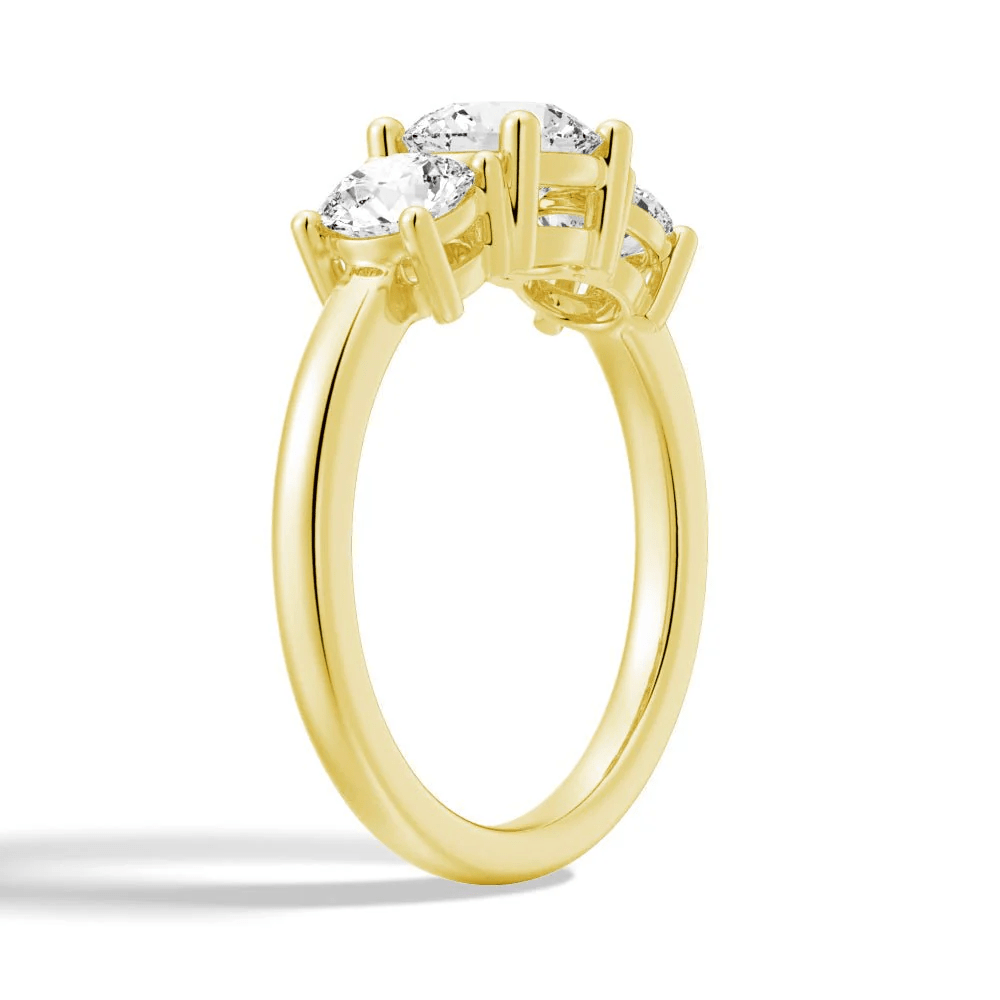 Classic Three Stone Moissanite Wedding Ring – Round Brilliant Cut - Novelle Vow