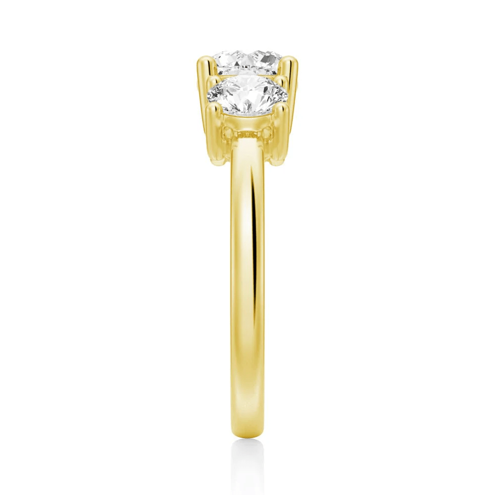 Classic Three Stone Moissanite Wedding Ring – Round Brilliant Cut - Novelle Vow