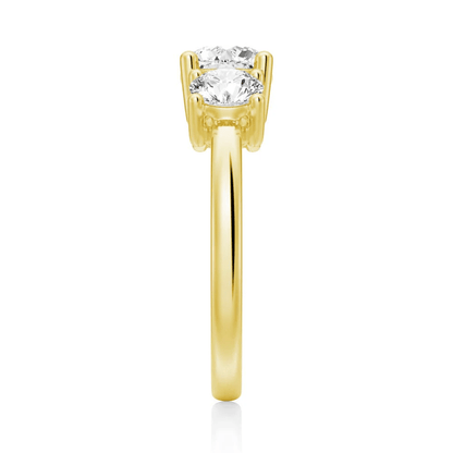Classic Three Stone Moissanite Wedding Ring – Round Brilliant Cut - Novelle Vow