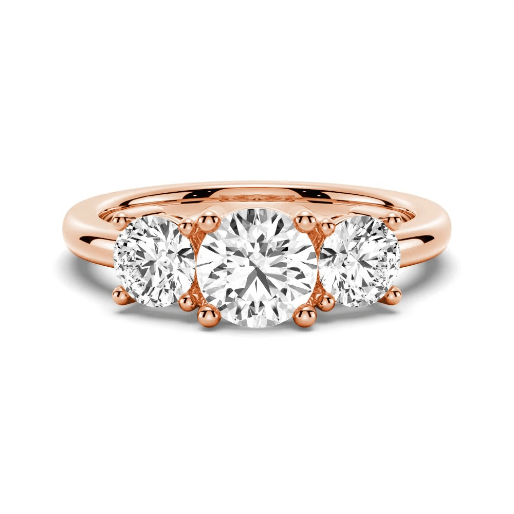 Classic Three Stone Moissanite Wedding Ring – Round Brilliant Cut - Novelle Vow