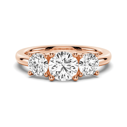 Classic Three Stone Moissanite Wedding Ring – Round Brilliant Cut - Novelle Vow