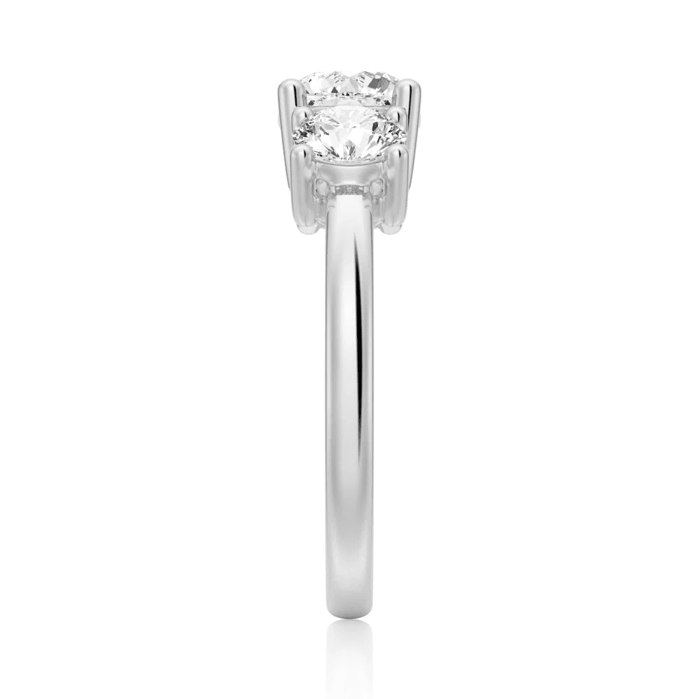 Classic Three Stone Moissanite Wedding Ring – Round Brilliant Cut - Novelle Vow